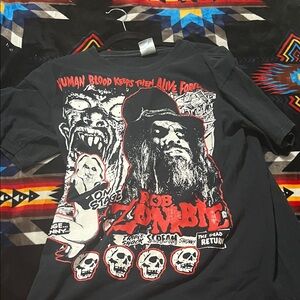 Gildan Black Graphic Tee with Red and White Accents